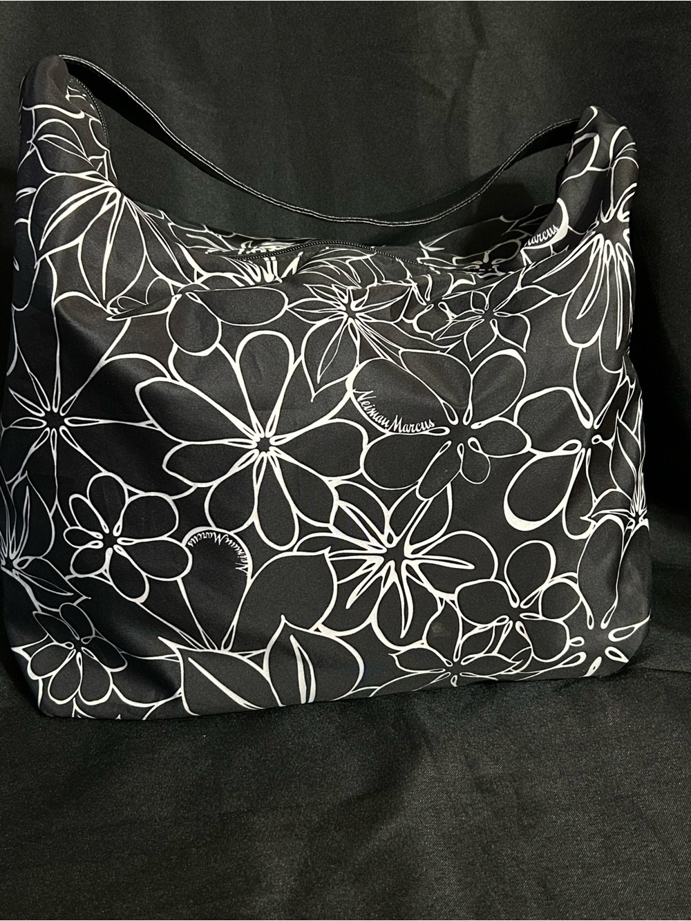 Neiman Marcus Women’s Black & White Floral Shoulder Bag Purse